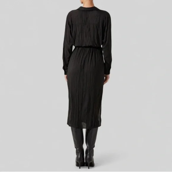 ASTR the Label Belted Long Sleeve Midi Shirtdress-Black size Small-NWT - Picture 2 of 12